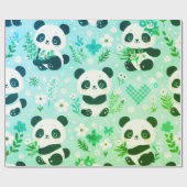 Panda Bear Muster Green Print Geschenkpapier (Flach)