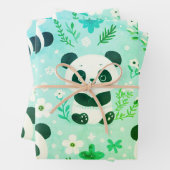 Panda Bear Muster Green Print Geschenkpapier Set (Beispiel)