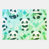 Panda Bear Muster Green Print Geschenkpapier Set (Vorderseite)