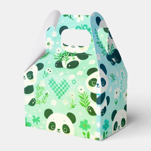 Panda Bear Muster Green Print Geschenkschachtel (Vorderseite)