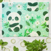 Panda Bear Muster Green Print Geschirrtuch (Gefaltet)
