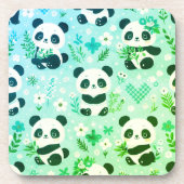 Panda Bear Muster Green Print Getränkeuntersetzer (Vorderseite)