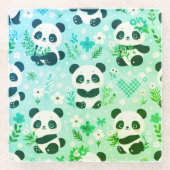 Panda Bear Muster Green Print Glasuntersetzer (Vorderseite)