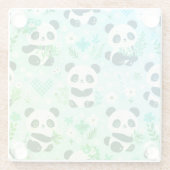 Panda Bear Muster Green Print Glasuntersetzer (Rückseite)
