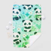 Panda Bear Muster Green Print Golfhandtuch (Insitu)