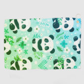 Panda Bear Muster Green Print Golfhandtuch (Horizontal)