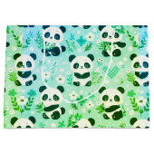 Panda Bear Muster Green Print Große Geschenktüte (Vorderseite)