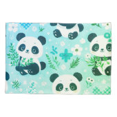 Panda Bear Muster Green Print Kissenbezug (Rückseite)