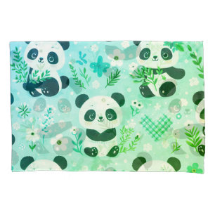 Panda Bear Muster Green Print Kissenbezug