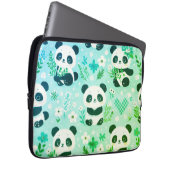 Panda Bear Muster Green Print Laptopschutzhülle (Vorne Rechts)