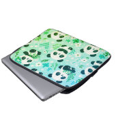 Panda Bear Muster Green Print Laptopschutzhülle (Vorne Knopf)