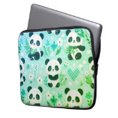Panda Bear Muster Green Print Laptopschutzhülle (Vorderseite Links)