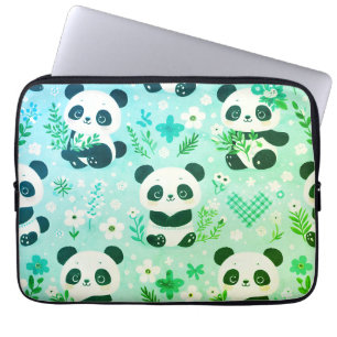 Panda Bear Muster Green Print Laptopschutzhülle