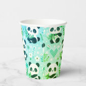 Panda Bear Muster Green Print Pappbecher (Rechts)