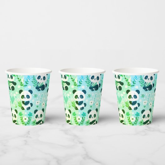 Panda Bear Muster Green Print Pappbecher (Multi)
