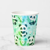 Panda Bear Muster Green Print Pappbecher (Vorderseite)