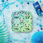 Panda Bear Muster Green Print Pappteller (Party)