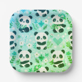 Panda Bear Muster Green Print Pappteller (Vorderseite)
