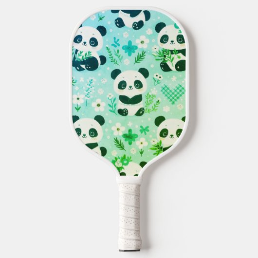 Panda Bear Muster Green Print Pickleball Schläger (Vorderseite)