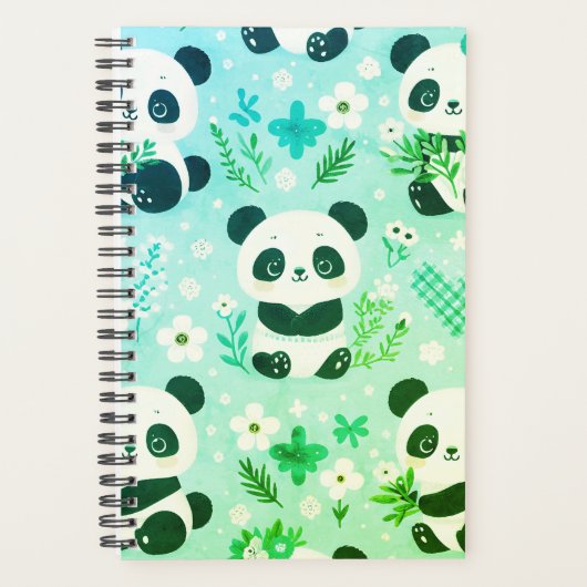 Panda Bear Muster Green Print Planer (Vorderseite)