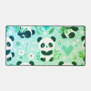 Panda Bear Muster Green Print Schreibtischunterlage