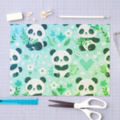 Panda Bear Muster Green Print Seidenpapier (Handwerk)