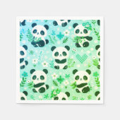 Panda Bear Muster Green Print Serviette (Vorderseite)