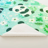 Panda Bear Muster Green Print Sherpadecke (3/4)