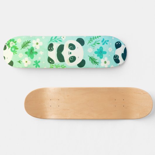 Panda Bear Muster Green Print Skateboard (Horizontal)