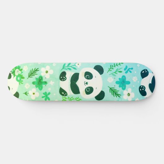 Panda Bear Muster Green Print Skateboard (Horizontal)