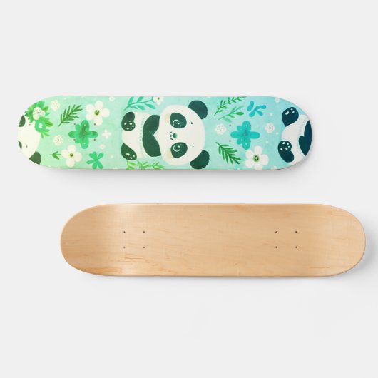 Panda Bear Muster Green Print Skateboard (Horizontal)