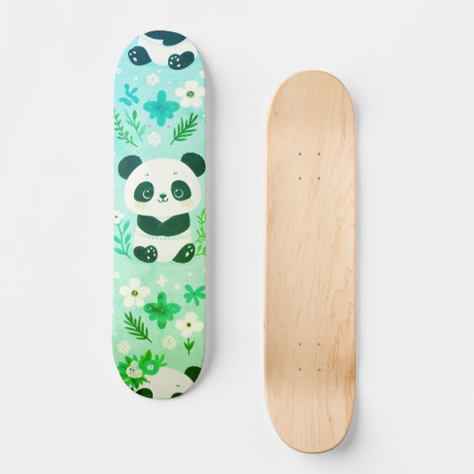 Panda Bear Muster Green Print Skateboard (Vorderseite)