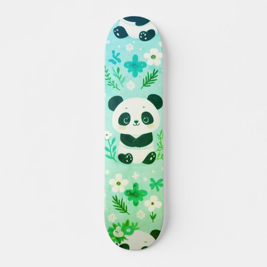 Panda Bear Muster Green Print Skateboard (Vorne)