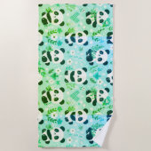 Panda Bear Muster Green Print Strandtuch (Vorderseite)