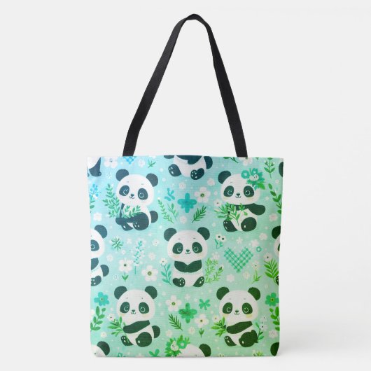 Panda Bear Muster Green Print Tasche (Vorderseite)