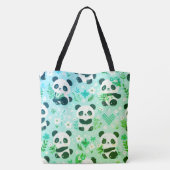 Panda Bear Muster Green Print Tasche (Rückseite)