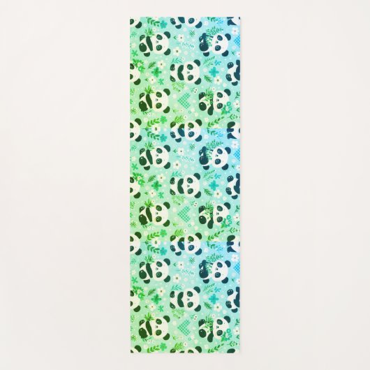Panda Bear Muster Green Print Yogamatte (Vorderseite)