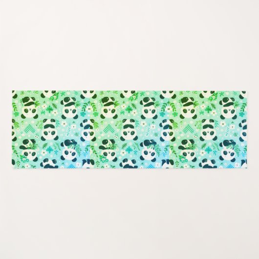 Panda Bear Muster Green Print Yogamatte (Vorderseite (Horizontal))