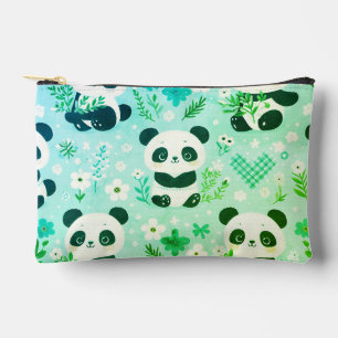 Panda Bear Muster Green Print Zubehörtasche