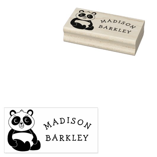 Panda Bear Niedlich Kid's Adorable Name Gummistempel (Stempel)