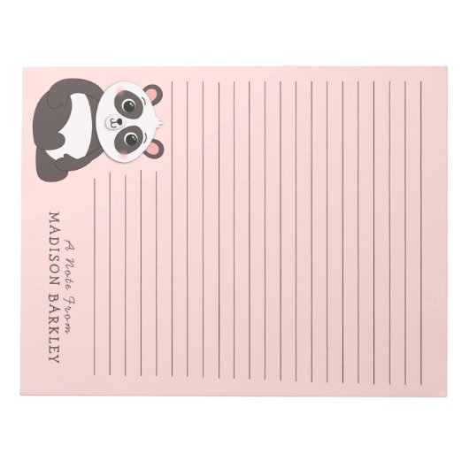 Panda Bear Niedlich Kid's Personal Stationary Note Notizblock (Vorderseite)