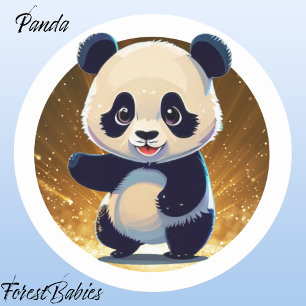 Panda Bear 🐼 Niedliche Whimsical Australian Anima Runder Aufkleber
