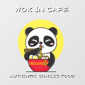 Panda Bear Noodles Chinesisches Restaurant individ Fensteraufkleber (Blatt)