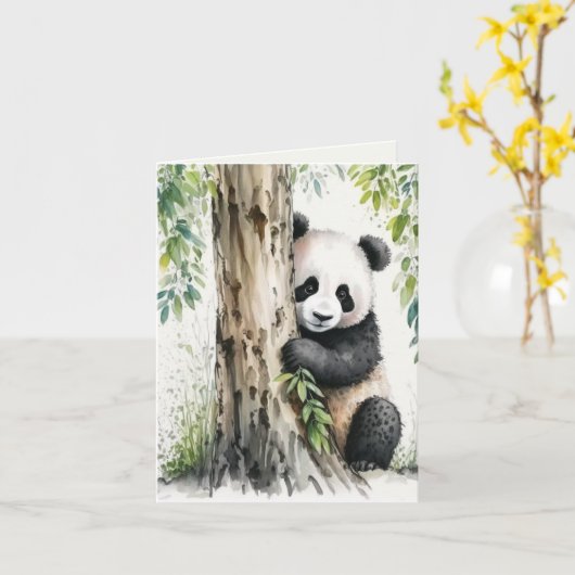 Panda Bear Note Card Karte (Gelbe Blume)