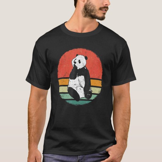 Panda Bear Pandas Animal Retro Sunset T-Shirt (Vorderseite)