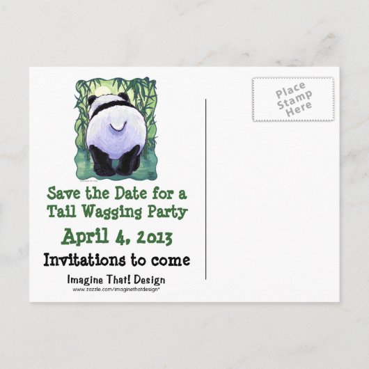 Panda Bear Party Center Ankündigungspostkarte (Rückseite)