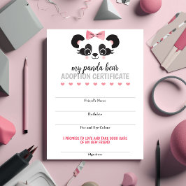 Panda Bear Pink Adoptiere eine Animal Friend Game  Begleitkarte