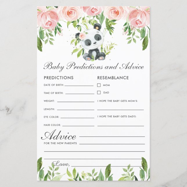 Panda Bear Pink Blumenjungen Vorhersagen und Ratsc (Vorderseite)