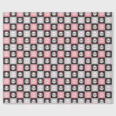 Panda Bear Pink Bow Blockmuster Geschenkpapier (Flach)