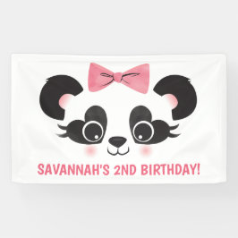 Panda Bear Pink Geburtstagsparty Hintergrund Banner